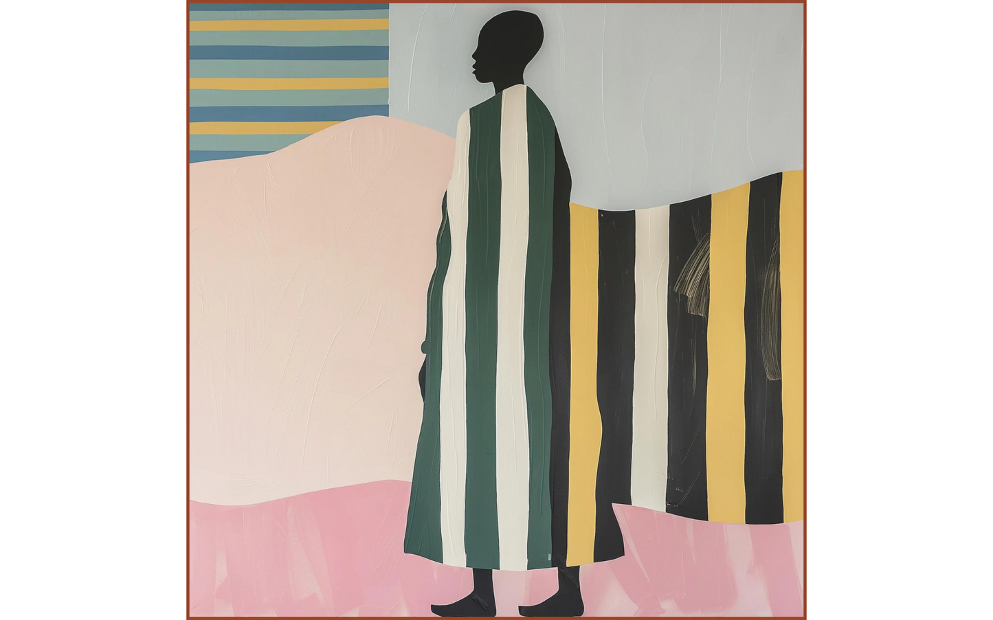 Wanddecoratie Man In Stripes Frame BL Brown 100 x 100 cm