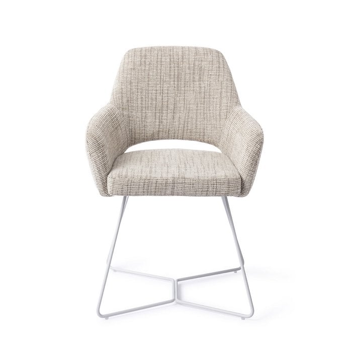 Yanai eetkamerstoel Beehive White - Caramel Grid