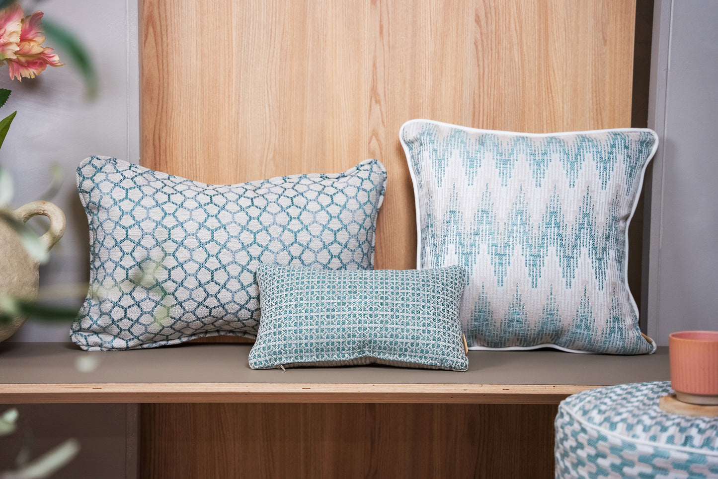 Sierkussen Scottie Grid Ocean 40x25cm
