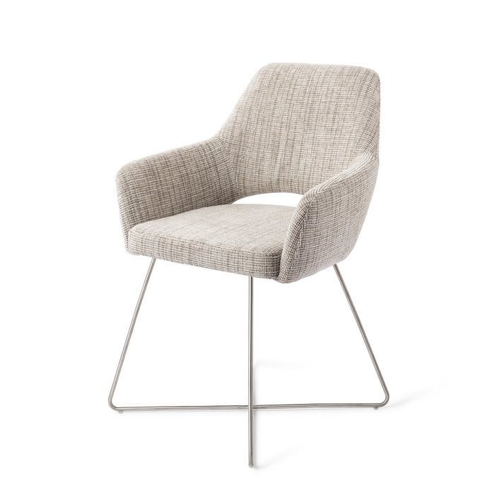 Yanai eetkamerstoel Cross Steel - Caramel Grid