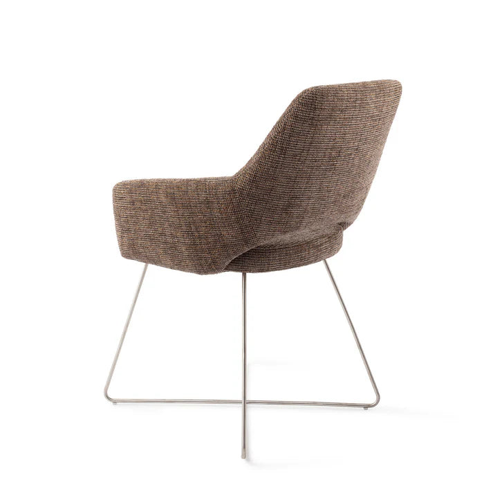 Yanai eetkamerstoel Cross Steel - Checked Chestnut
