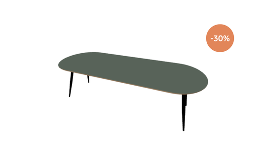 Eettafel Fenna / 260x100cm / Arpa Fenix Verde Comodoro / Halfrond