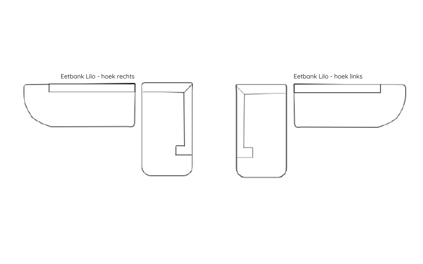 Eetbank Lilo | hoekopstelling rechts