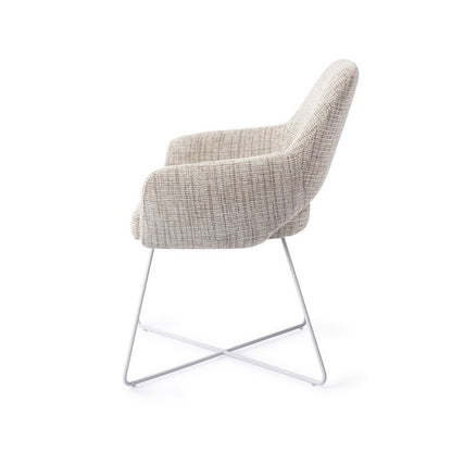 Yanai eetkamerstoel Cross White - Caramel Grid