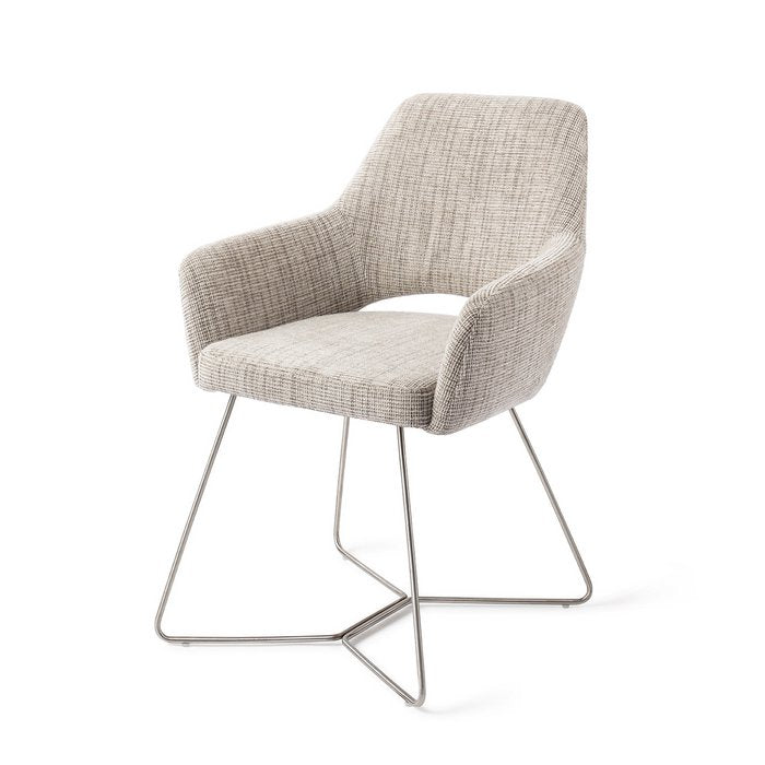 Yanai eetkamerstoel Beehive Steel - Caramel Grid