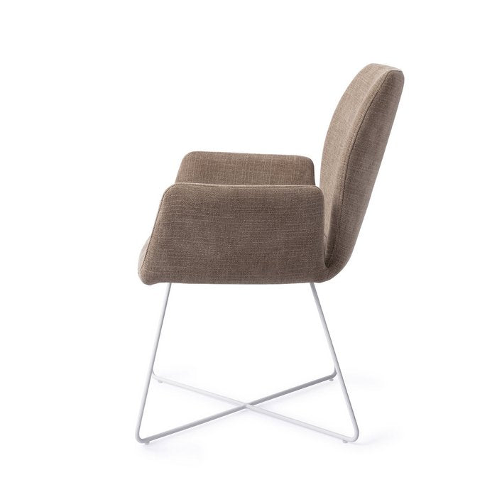 Misaki eetkamerstoel Cross White - Mocha Mist