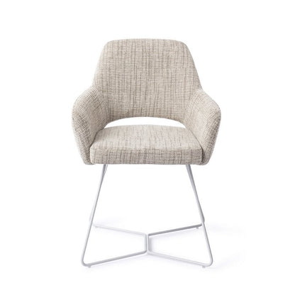 Yanai eetkamerstoel Beehive White - Caramel Grid