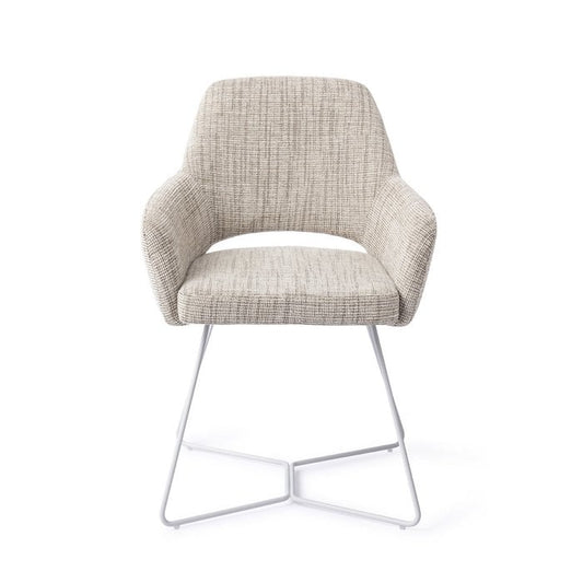 Yanai eetkamerstoel Beehive White - Caramel Grid