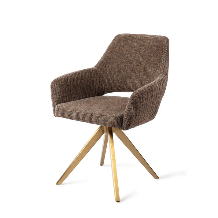 Yanai eetkamerstoel Turn Gold - Checked Chestnut