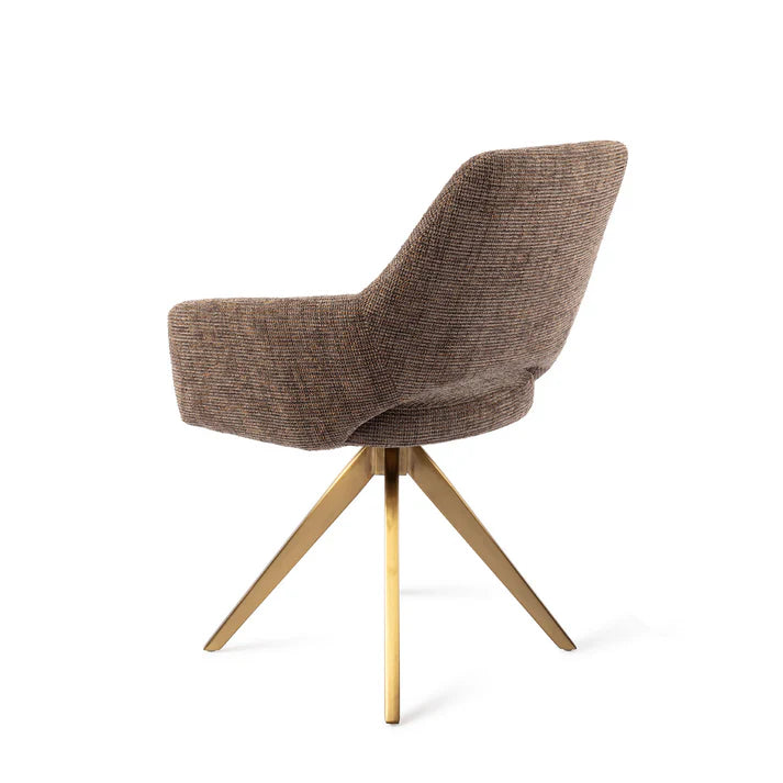 Yanai eetkamerstoel Turn Gold - Checked Chestnut