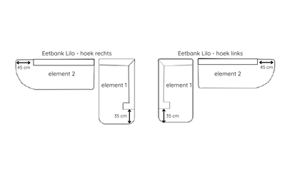 Eetbank Lilo | hoekopstelling links