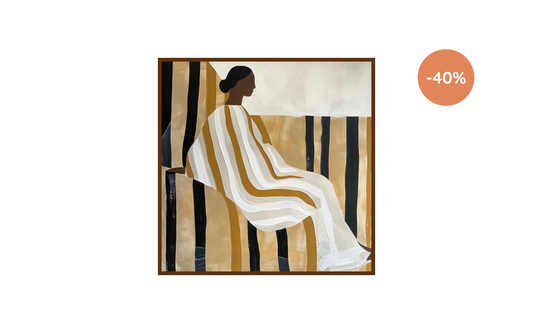 Wanddecoratie Lady In Stripes Frame BL Brown 100 x 100 cm