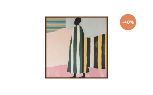 Wanddecoratie Man In Stripes Frame BL Brown 100 x 100 cm