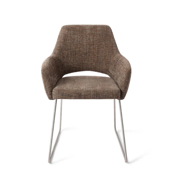 Yanai eetkamerstoel Slide Steel - Checked Chestnut
