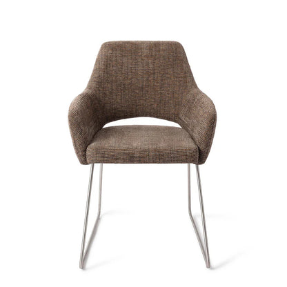 Yanai eetkamerstoel Slide Steel - Checked Chestnut