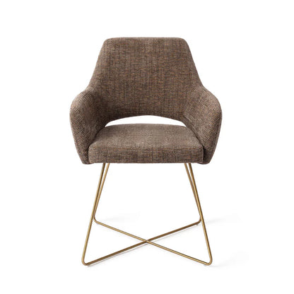 Yanai eetkamerstoel Cross Gold - Checked Chestnut