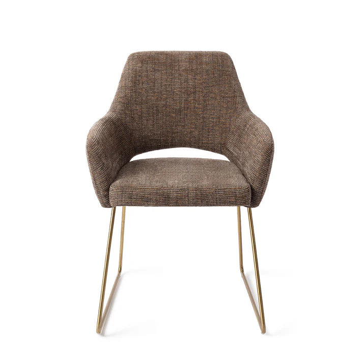 Yanai eetkamerstoel Slide Gold - Checked Chestnut