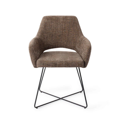Yanai eetkamerstoel Cross Black - Checked Chestnut