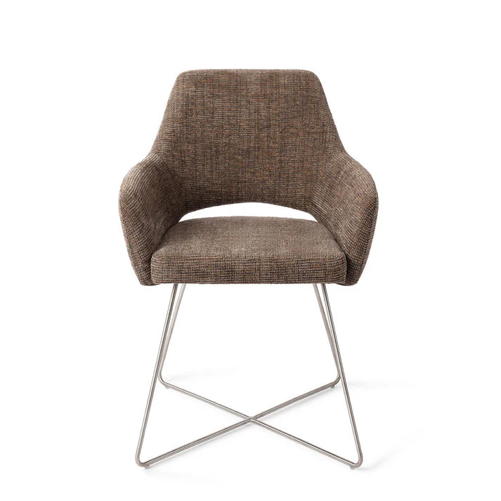 Yanai eetkamerstoel Cross Steel - Checked Chestnut