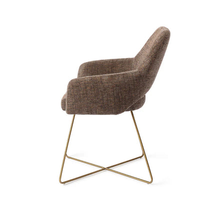 Yanai eetkamerstoel Cross Gold - Checked Chestnut