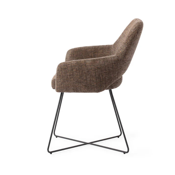 Yanai eetkamerstoel Cross Black - Checked Chestnut