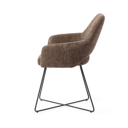 Yanai eetkamerstoel Cross Black - Checked Chestnut