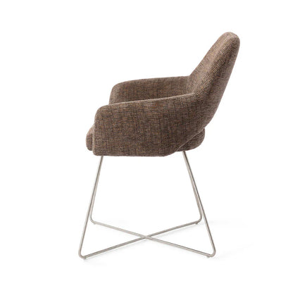 Yanai eetkamerstoel Cross Steel - Checked Chestnut