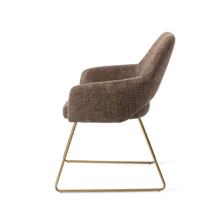 Yanai eetkamerstoel Slide Gold - Checked Chestnut
