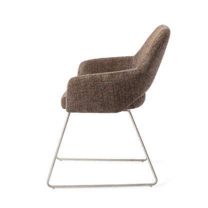 Yanai eetkamerstoel Slide Steel - Checked Chestnut