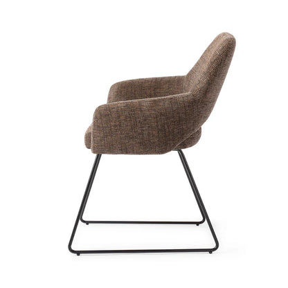 Yanai eetkamerstoel Slide Black - Checked Chestnut