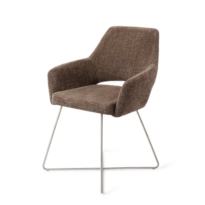 Yanai eetkamerstoel Cross Steel - Checked Chestnut