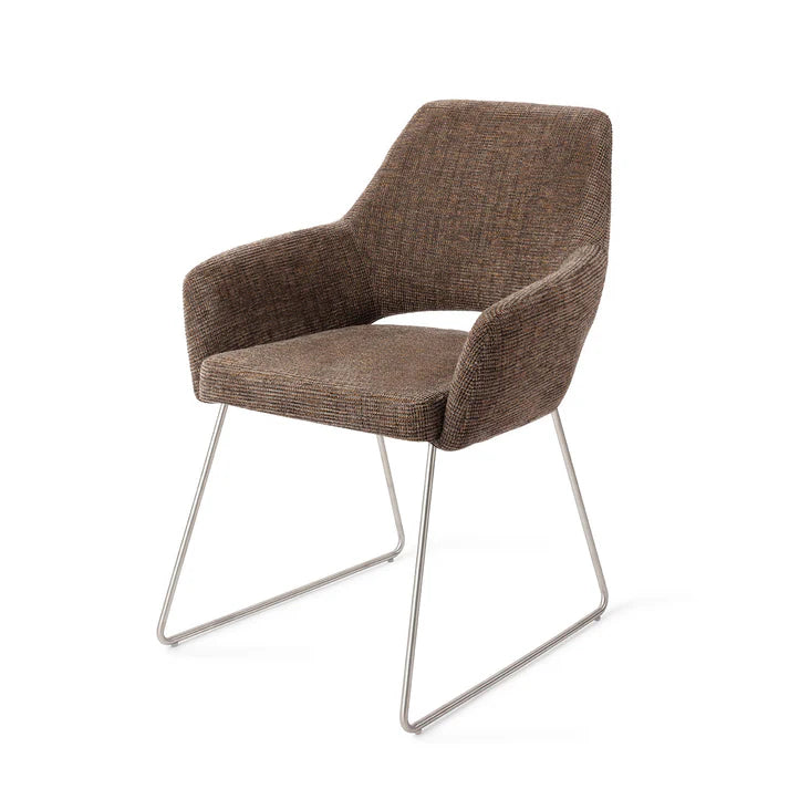 Yanai eetkamerstoel Slide Steel - Checked Chestnut