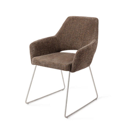 Yanai eetkamerstoel Slide Steel - Checked Chestnut