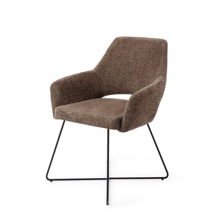 Yanai eetkamerstoel Cross Black - Checked Chestnut
