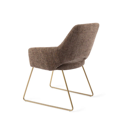 Yanai eetkamerstoel Slide Gold - Checked Chestnut