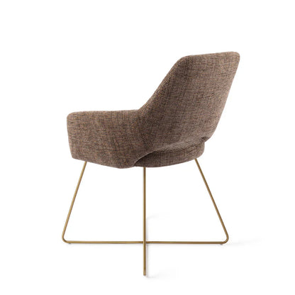 Yanai eetkamerstoel Cross Gold - Checked Chestnut