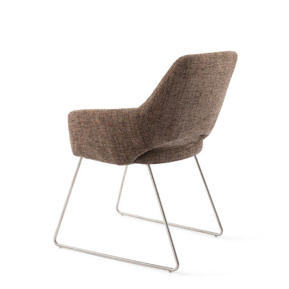Yanai eetkamerstoel Slide Steel - Checked Chestnut