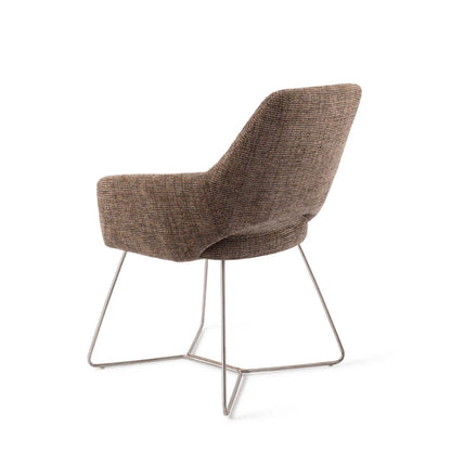 Yanai eetkamerstoel Beehive Steel - Checked Chestnut