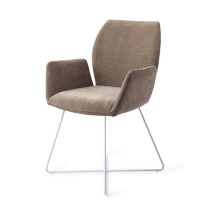 Misaki eetkamerstoel Cross White - Mocha Mist