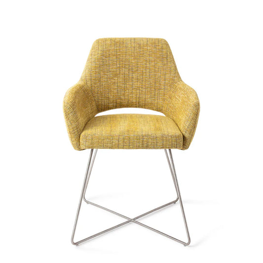 Yanai eetkamerstoel Cross Steel - Lemon Lines