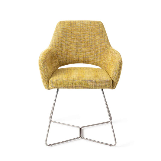 Yanai eetkamerstoel Beehive Steel - Lemon Lines