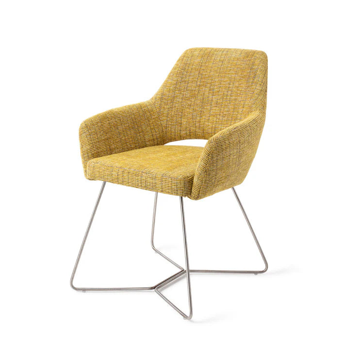 Yanai eetkamerstoel Beehive Steel - Lemon Lines