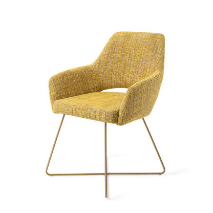 Yanai eetkamerstoel Cross Gold - Lemon Lines