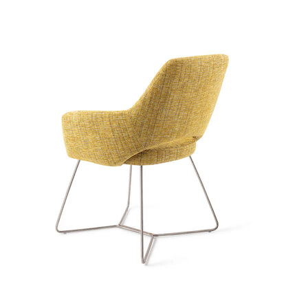 Yanai eetkamerstoel Beehive Steel - Lemon Lines